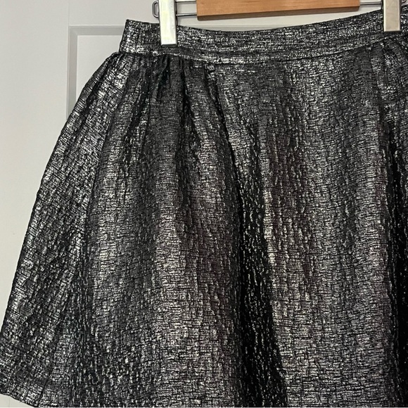 Kate Spade Aimee Gunmetal Metallic Wool Silk Textured Full Skirt - Picture 3 of 9